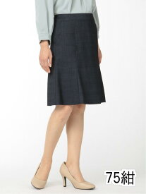 【値下げ】 ストレッチウォッシャブル ウール混セットアップ フレアースカート 紺 セットアップスカート