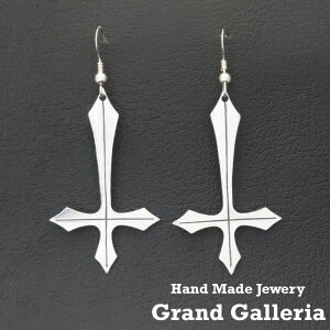 逆十字ピアス XL シルバー925 【刻印無料】 両耳 聖ペテロ 逆十字 ペテロクロス 十字架 シルバーアクセサリー メンズ ユニセックス クリスマス 誕生日 プレゼント ハンドメイド 手作り キリス