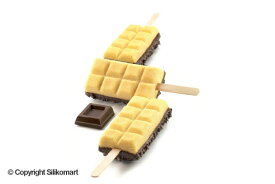 シリコン製アイスキャンディ型 CHOCOSTICK 9cmモナカ2連×2枚 木製スティック付easy cream silikomart Ice cream stick Candy EC-GEL02