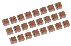 �`���R���[�g�^,ChocolateWorld1629,�u���b�N cube �A���t�@�x�b�g&NUMBER 2.6cm�i12g�j24��o�����^�C������