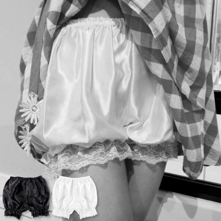 楽天市場】サテン かぼちゃパンツ レース付き ドロワーズ メイド服  