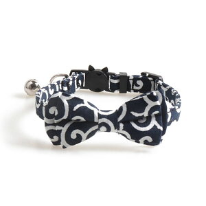 猫首輪 首輪 猫用 猫用品 猫 リボン付 和柄猫首輪 唐草 からくさ から草 レッド ネイビー グリーン 可愛い おしゃれ 和風 和柄 浴衣 着物