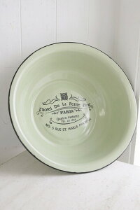 アンティーク風 エナメル・グリーン ボウル(洗面器) ホーロー製 ウォッシュベイシン 洗面器 ナチュラル雑貨 キッチン雑貨 ホウロウ雑貨 琺瑯 LM-26