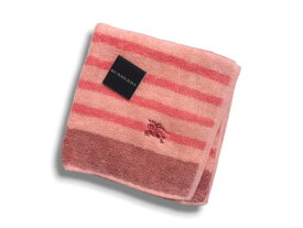 バーバリー　BURBERRY　ハンカチ　タオルハンカチ　綿100％　日本製　ホースマーク刺繍　レディース　ピンク 　ボーダー柄