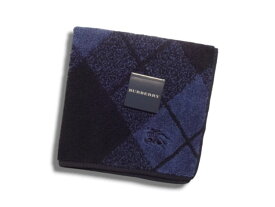 バーバリー　BURBERRY　ハンカチ　タオルハンカチ　綿100％　日本製　ホースマーク刺繍　メンズ　ネイビー
