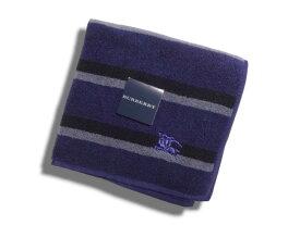 バーバリー　BURBERRY　ハンカチ　タオルハンカチ　綿100％　日本製　ホースマーク刺繍　メンズ　ネイビー　ボーダー柄