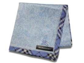 バーバリー　BURBERRY　ハンカチ　綿100％　日本製　ホースマーク刺繍　メンズ　ライトブルー