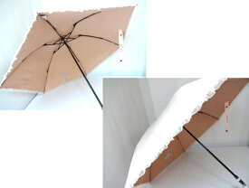 ジルスチュアート　JILLSTUART　可憐な花の刺繍　ロゴ入り　UV　遮光生地使用　晴雨兼用　婦人折り畳み傘　日傘　ライトピンク　レース付き