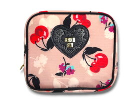 アナスイ　ANNA SUI　ポーチ　化粧ポーチ　コスメポーチ　スクエアポーチ　さくらんぼ柄　チェリー柄　ピンク　レディース　女性