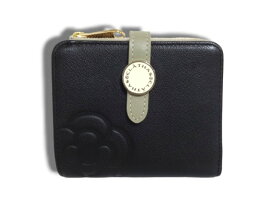 クレイサス CLATHAS　財布　ミニ財布　二つ折り財布　ブラン　ベルトデザイン　ブランドロゴ　カメリア　牛革　本革　レザー　ブラック