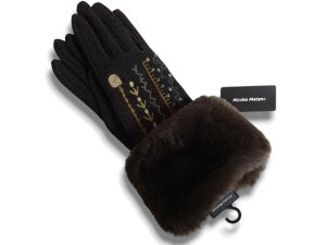 アツコマタノ Atsuko Matano またのあつこ マタノアツコ 手袋 マニッシュ カフス付き 花柄 ダークブラウン 21〜22cm