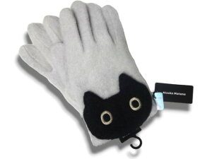 アツコマタノ Atsuko Matano またのあつこ マタノアツコ 手袋 黒猫 猫 キャット  ホワイトグレー WHITE GRAY レディース 裏起毛 21〜22cm 毛使用