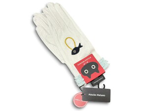 アツコマタノ Atsuko Matano またのあつこ マタノアツコ UV手袋 アームカバー フリル 綿100% 紫外線対策 日本製 猫 ネコ ホワイト系 オフホワイト レディース 女性 婦人