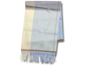 ジル スチュアート JILL STUART マフラー カシミヤ100% ロゴ刺繍 チェック柄 ライトブルー ホワイト グレー レディース 防寒 女性 HAND WASHABLE 手洗い可能