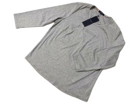 バーバリー ロンドン BURBERRY LONDON　Tシャツ　長袖　カットソー　グレー　灰色系　メタルスタッツ　首チェック柄　5（15号）　綿100％