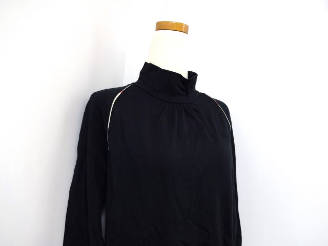 バーバリー ロンドン BURBERRY LONDON Tシャツ 長袖 カットソー チェック柄 ホースマーク刺繍 ブラック 黒 4（13号） 綿100％ タグあり