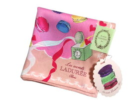 スクレ by ラデュレ LADUREE　ハンカチ　大判ハンカチ　マカロン刺繍　カレンダー　2013年　ロゴ入り　綿100％　日本製　ピンク　桃色　紙タグメッセージ
