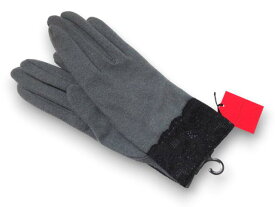 シャルルジョルダン　CHARLES JOURDAN　手袋　毛・カシミヤ使用　日本製　レース　グレー　灰色　21～22cm　レディース　女性　婦人　防寒