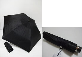 バーバリー BURBERRY　ホースマーク柄＆BURBERRYロゴ地模様　婦人折り畳み傘　日本製　ブラック　はじきカバー付き