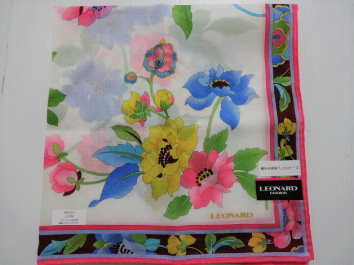 楽天市場】レオナール LEONARD 花柄 横浜手捺染 綿ハンカチ  