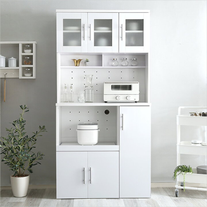 楽天市場】食器棚 キッチンボード レンジボード 家電収納 鏡面 塗装 