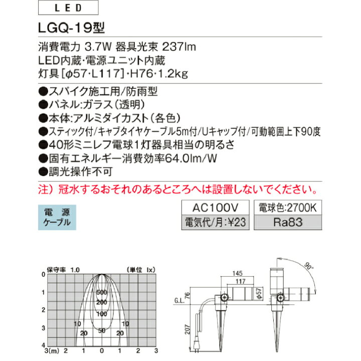 楽天市場】【LIXIL 100Vスパイクスポットライト】 【LGQ-19型】8VLF46 