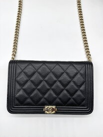 CHANEL シャネル キャビアスキン ボーイシャネル AP1117チェーンウォレット ショルダーバッグ ゴールド金具 ブラック 美品【中古】Aランク