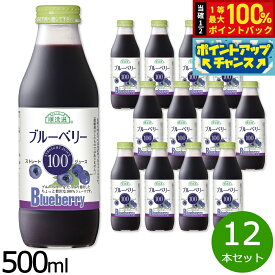 【7/20限定！2人に1人最大100%ポイントバック！要エントリー】順造選 ブルーベリー100 500ml×12本セット ジュース ストレート 果汁100% 無添加 無香料 無加糖 砂糖不使用 瓶 日本製 果肉入り 【送料無料】