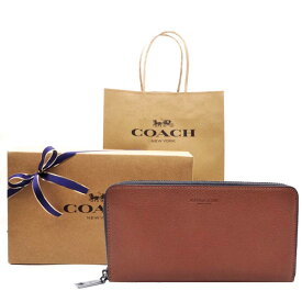 【コーチ箱 紙袋付き ギフト包装無料】コーチ 財布 COACH メンズ 長財布 カーフ レザー ラウンドファスナー長財布 58102 QB/SD ブラウン COACH ブランド サイフ【新作 モデル】 【コ−チ財布 COACH財布 コ−チ サイフ】【楽ギフ_包装】【送料無料】【コンビニ受取対応商品】