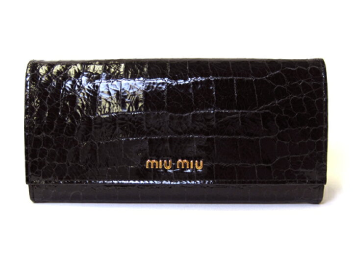 楽天市場】ミュウミュウ 財布 miu miu クロコ型押し 二つ折り長財布  