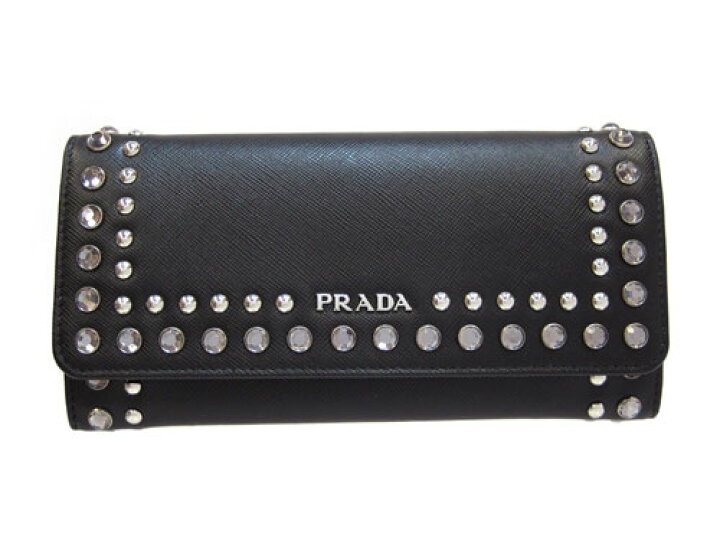 楽天市場】プラダ 長財布 PRADA 新作 サフィアーノ スタッズ 二つ折り  