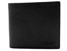 【コーチ箱 紙袋付き ギフト包装無料】コーチ 財布 COACH メンズ財布 ブランド 財布 クロスグレイン レザー 二つ折り財布 コインケース付き CU-371 QB/BK ブラック ブランド サイフ【新作モデル】【コ−チ財布】【COACH財布】【サイフ さいふ】【楽ギフ_包装】