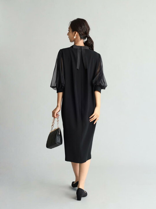 楽天市場】FENNEL フェンネル チュールスリーブバックリボンワンピース  