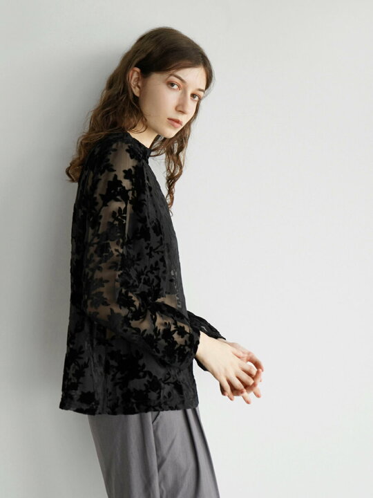 楽天市場】FIKA.Flower flocky print sheer tops フラワーフロッキー 