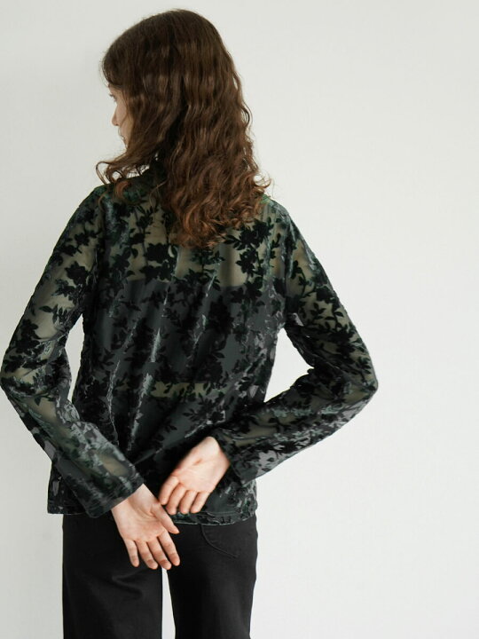 楽天市場】FIKA.Flower flocky print sheer tops フラワーフロッキー 