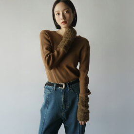 RADIATE ラディエイト ファースリーブリブトップス トップス カットソー ロンT リブ フェイクファー レーヨン混 レディース リラクシー トレンドライク カジュアル カラバリ ストレッチ ウォッシャブル