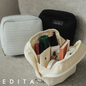 【10%OFFクーポン】 ポーチ メイクポーチ 化粧ポーチ コスメポーチ トラベルポーチ 大容量 小物入れ 大きめ 自立 縦型 立てて収納 整理ができる 仕切り コンパクト レディース スクエア 旅行 洗濯可 メッシュ おしゃれ ブランド 人気 エディータ EDITA edt-106