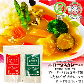 ロークスカレー本舗 大地の野菜カレールウ 150g 1袋 6～8人前 甘口・中辛 アレルゲンフリー グルテンフリー 小麦粉不使用 化学調味料不使用 特定原材料29品目不使用 直火焙煎 給食 カレー粉