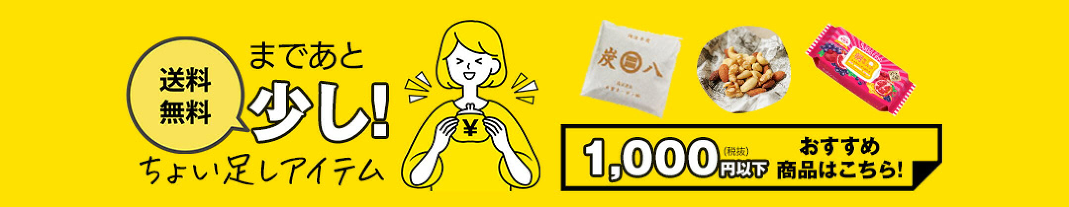 送料無料まであともう少し！1000円以下の商品はこちら