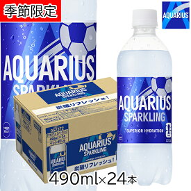 【夏季限定】アクエリアス スパークリング 490ml PET × 24本 [1ケース] グレープフルーツ 炭酸 アクエリアススパークリング コカ・コーラ アクエリアス炭酸【賞味期限：2025年11月18日】