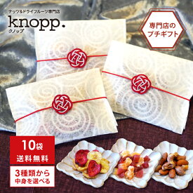 10袋まとめ買い クノップ 3種類から中味を選べるプチギフト ナッツ ドライフルーツ ポチ袋風 個包装 和風 感謝の気持ちが伝わる オリジナルギフト