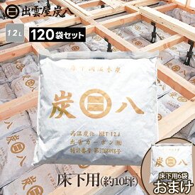 ＜床下用を6袋おまけ＞出雲屋炭八　床下用 約10坪分 120袋セット（15ケース） リフォーム カビ 節電 防虫 床下乾燥 出雲屋炭八 湿気 除湿 消臭 脱臭 炭 テレ東マート 公式サイト