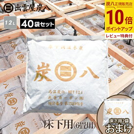 【最大111円割引★お買物マラソンクーポン配布中】＜床下用を2袋おまけ＞出雲屋炭八　床下用 約6畳分 40袋セット（5ケース）リフォーム カビ 節電 防虫 床下乾燥 床下の湿気 結露 防止 出雲カーボン 湿気 除湿 消臭 脱臭 公式サイト