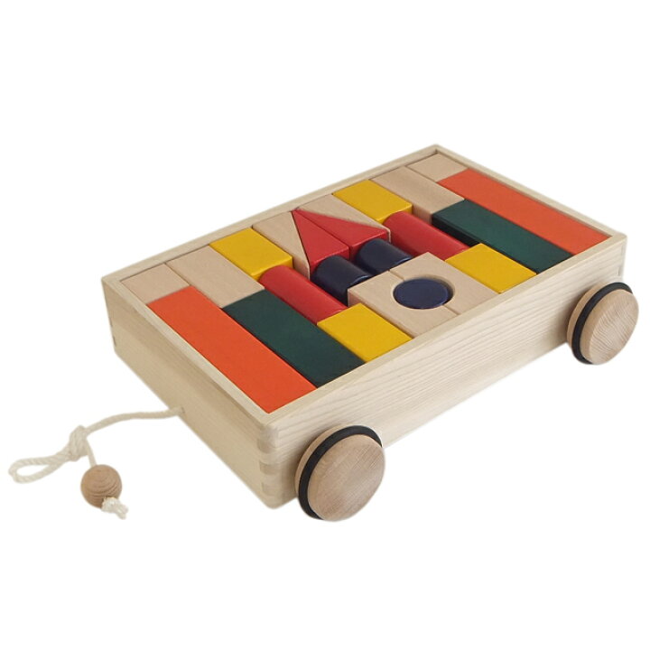 楽天市場】送料無料【KOIDE 日本製 カラー引き車積み木】 国産 積木  