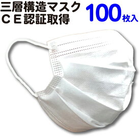 マスク 三層構造 立体 家庭用 CE規格 プリーツマスク プリーツ 100枚 不織布マスク 不織布 おしゃれ 使い捨てマスク マスク