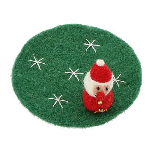 ネパールから届いたエシカルなフェルトこもの フェルトコースター・マスコット付 サンタ スノーマン ホリデーシーズン おしゃれ ギフト プレゼント ハンドクラフト マークス