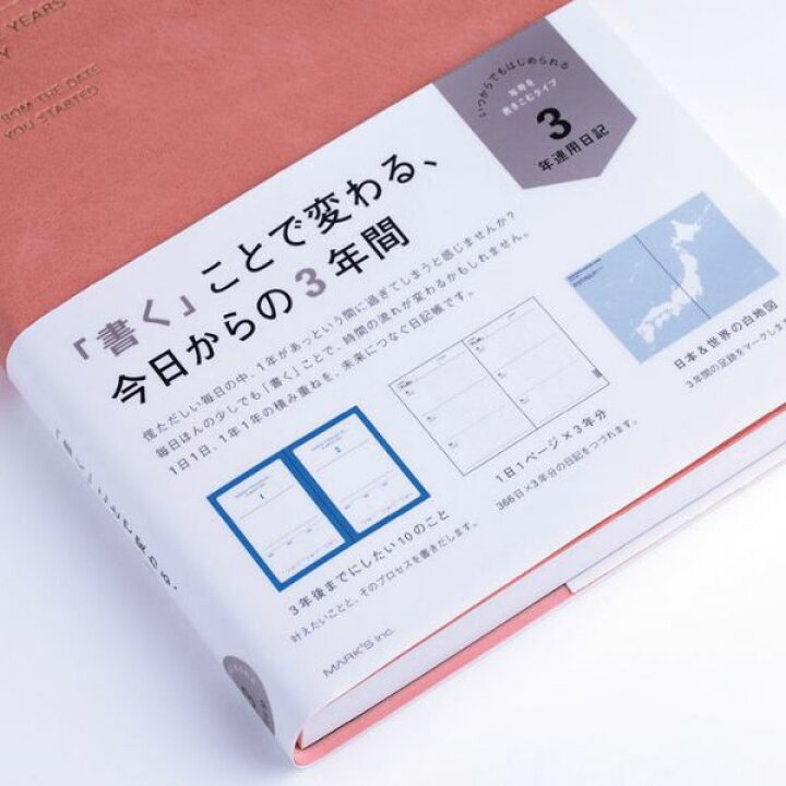 楽天市場 日記帳 日誌 3年日記 手帳 ダイアリー 年号フリー 1月始まり A5正寸 3年連用日記 Tyd ソフトカバー 育児日記 育児ダイアリー マークス Online Mark S 手帳 雑貨
