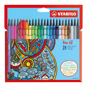 STABILO �X�^�r�� �y�� 68 24�F�Z�b�g �����y�� �����C���N 1mm �t�F���g�`�b�v �x���`���[�V�����L���b�v�� ���L�C���N �N�₩���F ���i���J���[�y�� �t�F���g�y�� �M�L�� �����y���Z�b�g �C��