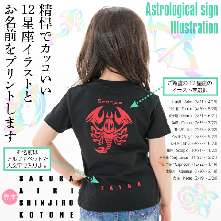 楽天市場 送料無料 精悍でカッコいい12星座イラストの オリジナル 名入れtシャツ Tシャツ 名入れ オンリーワンのオーダーtシャツ 1枚からご注文できます オリジナルtシャツ ギフト対応 Ts 5 名入れグッズの グラフィックラボ