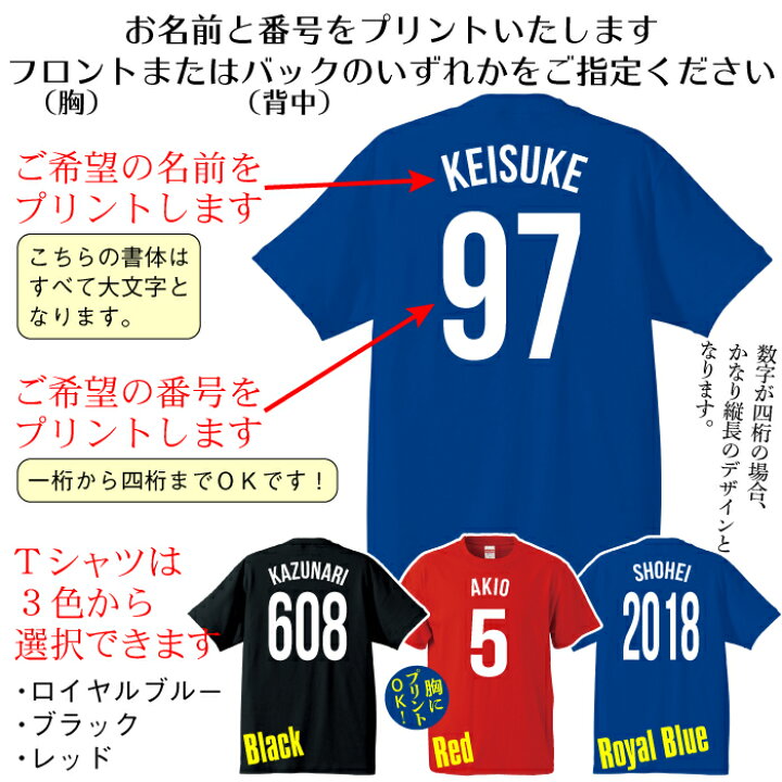楽天市場 サッカー 日本 代表 風 名前入り 名入れ Tシャツ 誕生日 バースデー プレゼント ギフト オリジナル プリントギフト ラッピング セット 無料 サッカー 野球 ラグビー スポーツ チーム クラブ サークル クラス ファミリー カップル ユニフォーム 背番号 ナンバー